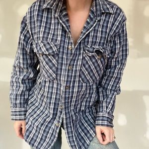 Blue plaid thick cotton shirt
